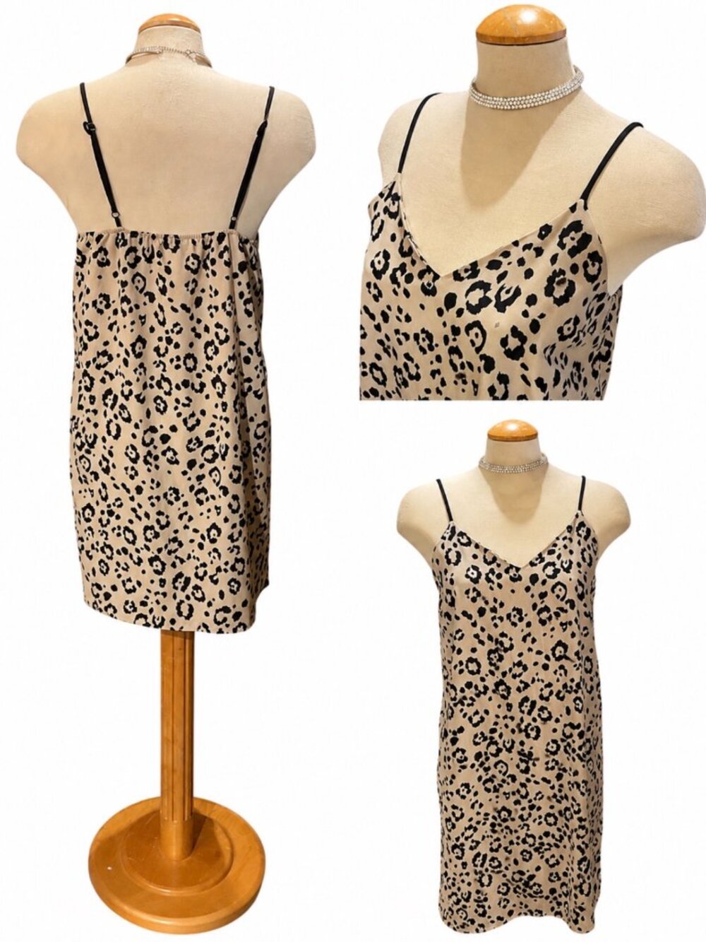 MONTEAU LOS ANGELES Chemise Leopard Print Size Large Nightie Nightgown Lingerie